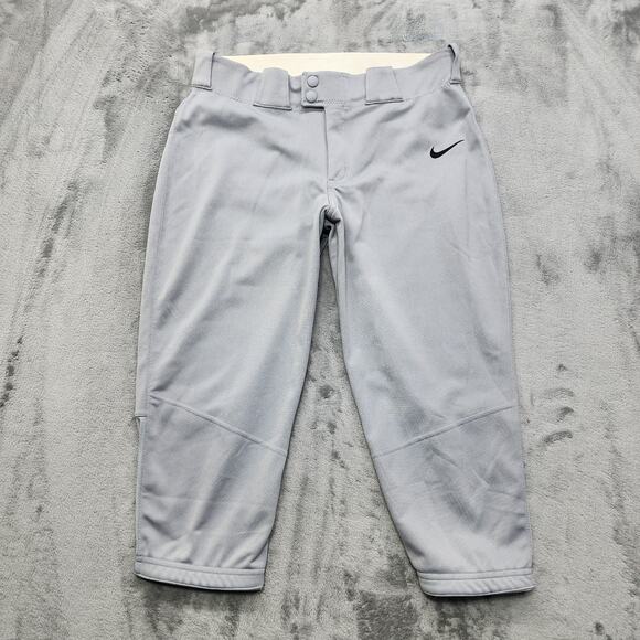 Nike Pants Womens M Gray Vapor Select 2 Softball 3/4 Length Fitted Athletic - Picture 1 of 13